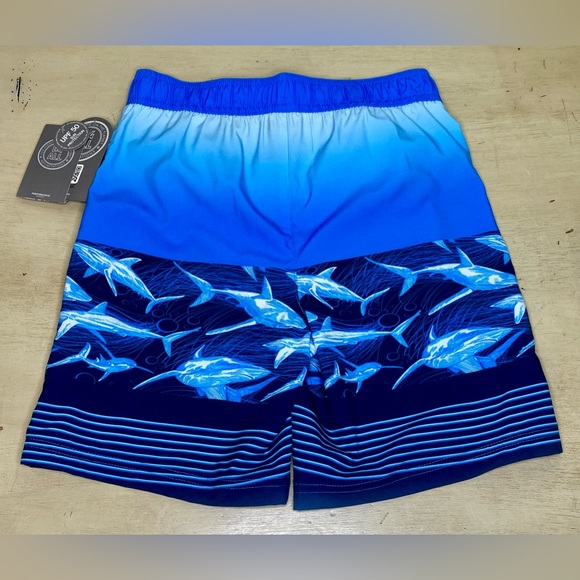 Swim Trunks Blue Boy Size 10 Shark Print Board Shorts - Picture 7 of 8